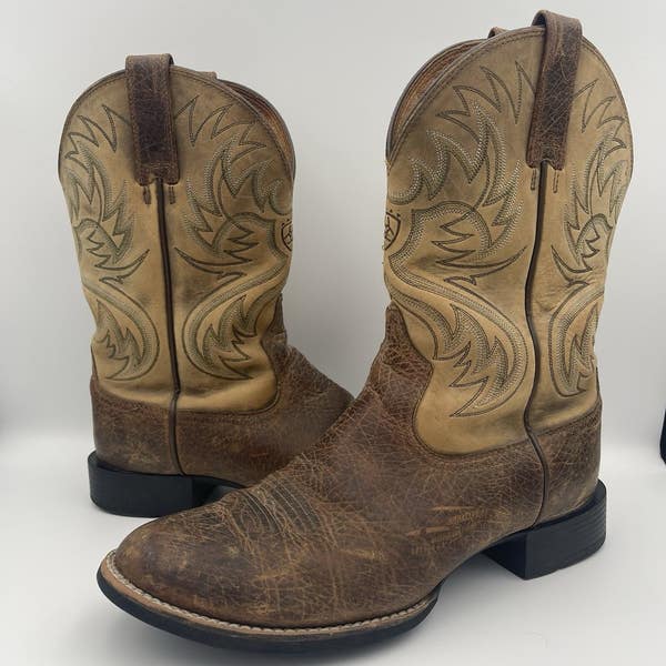 Ariat 9.5d Brown Boots Ariat Mens Size 9.5 D Brown Leather Work Cowboy Western  main image 3
