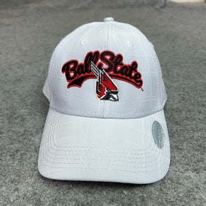 Ball State Cardinals Mens Hat Strap Back White Red Golf College NCAA Sports Logo
