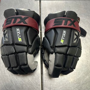 Used STX CELL VI BOYS LATIN Lacrosse Gloves Mens Black 13" 11849-S000027732