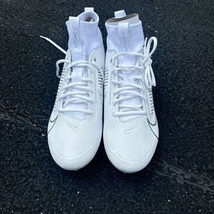 White Men's Size M 12.0 (W 13.0) Adult Nike Mid Top Vapor Molded Cleats (New)