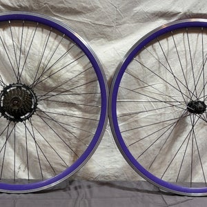 Purple Aero Aluminum 7/Single-Speed 32-Spoke Bolt-On 700C Wheelset Vuelt Hubs