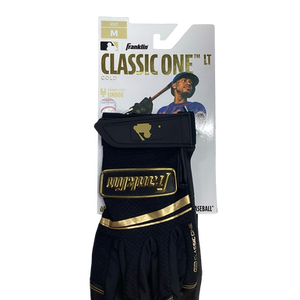 Used Franklin CLASSIC ONE LT BB/SB Batting Gloves Black MD 11613-S000160017
