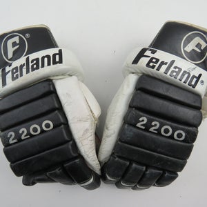 Vintage Leather Black White Ferland 2200 Pro Hockey Player Gloves 14"