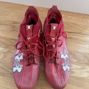 Red Under Armour Blur Lacrosse Cleats