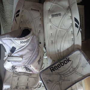 Used Large Reebok Goalie Leg Pads and Glove/Blocker Set