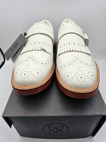 G/Fore G4 Gallivanter Monk Strap White Brown Golf Shoes  display picture 1