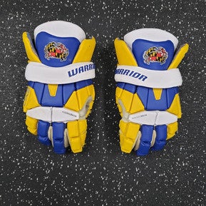 Used Warrior EVO Lacrosse Gloves Mens Navy Blue And Yellow MD 11849-S000027920