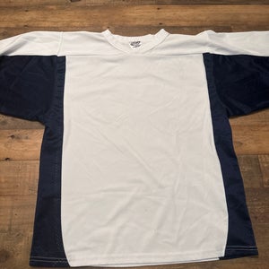 Athletic Knit Brand  Jersey - White / Navy Blue  Size youth / Large