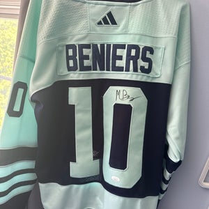 Autographed Matty Beniers Seattle Kraken Adidas Reverse Retro Jersey (Never Worn)