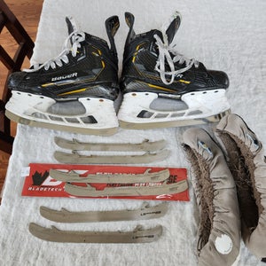Bauer Supreme M5 Pro Hockey Skates Size 2 (Used) + 4 SETS OF STEEL