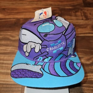 Vintage Rare Charolette Hornets Bootleg Big Logo NBA Sports Vtg Snapback Hat