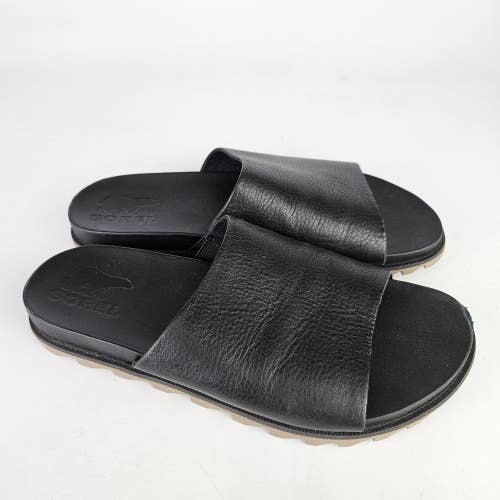 Sorel Roaming Decon Slide Sandals Black Leather Women's Size: 7.5