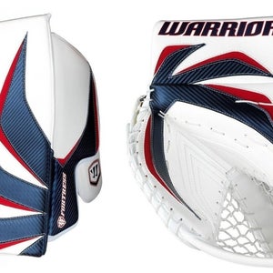 Warrior Fortress Pro goalie blocker catcher set glove ice SR hockey blue red