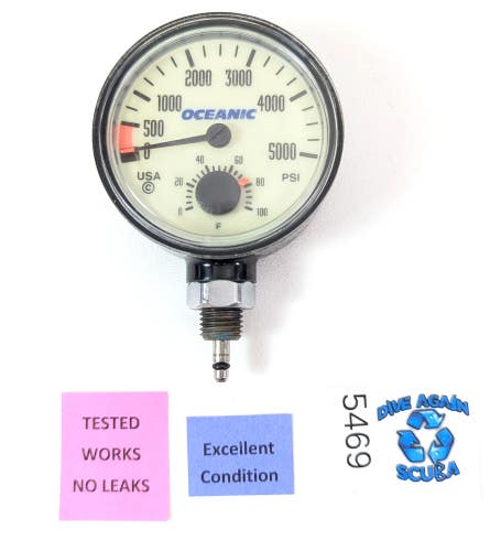 Oceanic 5000 PSI SPG Submersible Pressure Gauge + Thermometer 5,000 Scuba #5469