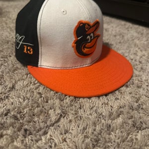 Black Men's Orioles Manny Machado Stitched 7 1/4 New Era Hat (Used)