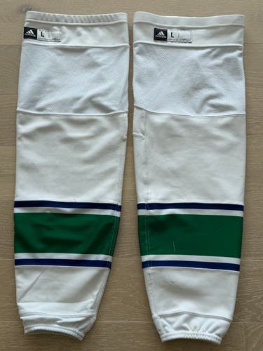 Vancouver Canucks WHITE Senior Large Adidas Pro Stock Socks (Used)