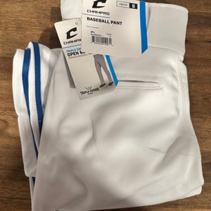 White & Royal Blue Stripe Youth Small Champro Game Pants (New)