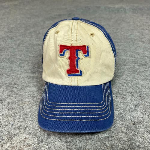 Texas Rangers Mens Hat Medium Fitted Blue Beige Cap Retro Baseball MLB Sports 47