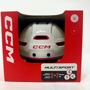 New White/Pink CCM Multi Sport Helmet | Size Youth