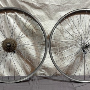 Vintage 6-Speed 36-Spoke Al 26" Mtn Bike Wheelset Shimano Deore XT M730 Hubs