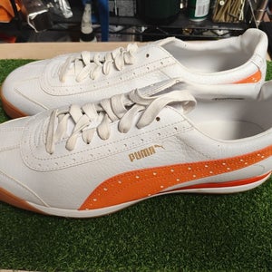 Puma PG Roma Golf Shoes - Mens White/Vibrant Orange SZ 11.5