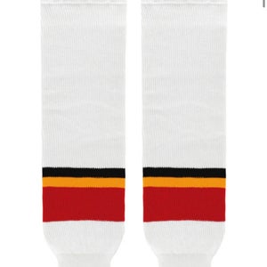 Calgary Flames Knit Socks, White 17” Mite