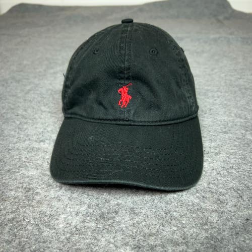 Polo Ralph Lauren Mens Hat Strap Back Black Red Pony Spellout Cap Preppy Dad