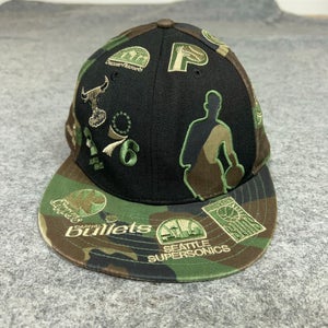 Vintage NBA Basketball Mens Hat 7 1/2 Fitted Cap Brown Green Camo Retro New Era