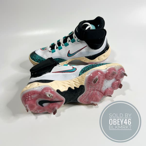 Size 12 Nike Alpha Huarache Elite 4 High Cleats Paul Goldschmidt PE FZ7344-101 Nike Alpha Huarache Elite 4 High Paul Goldschmidt PE Cleats  main image 2