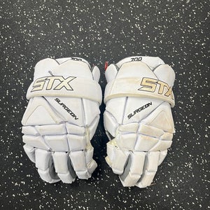 Used STX SURGEON 700 Lacrosse Gloves Mens White MD 11849-S000027978