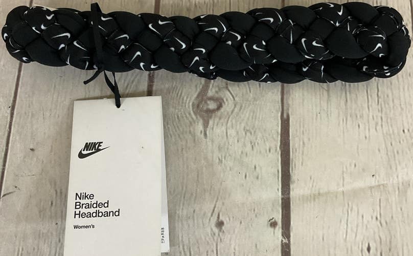Nike Braided Womens Headband Stretch Elastic Back For Adjustable Fit Swoop Logo