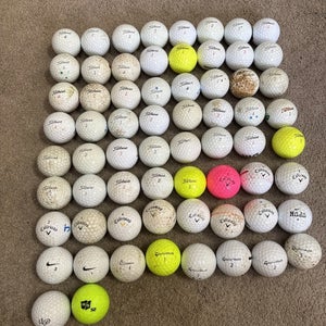 Lot of 66 Mixed Golf Balls Callaway, Titleist Prov1, TaylorMade, Nike!