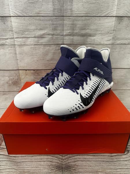 Nike Alpha Menace Pro 2 Mid White/Purple Football Cleats  display picture 2