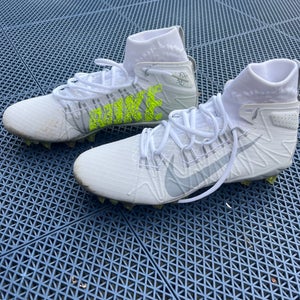 White Unisex Adult Size M 10.0 (W 11.0) Nike High Top Alpha Huarache 7 Elite Molded Cleats (Used)