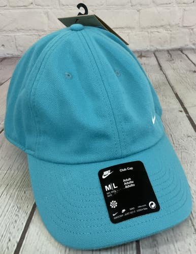 Nike Unisex Adult Teal Club Cap Unstructured Top Adjustable Sliding Buckle Logo
