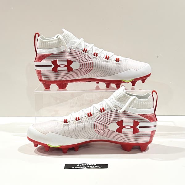 Under Armour Men\'s Spotlight‎ Clone 3.0 MC Football Cleats White/Red Size 12 UA Under Armour Spotlight Clone 3.0 MC Football Cleats White  main image 4