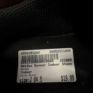 Used Adidas Soccer Indoor Shoes Black Junior 04.5 11860-S000291249