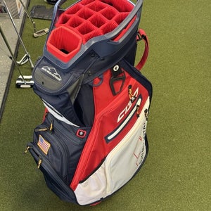 Sun Mountain C-130 Cart Bag USA Red White Blue W Rain Cover NICE