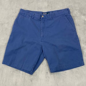 Vintage POLO Ralph Lauren Classic Chino Shorts Men 36 Blue PROSPECT Flat Front