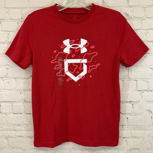 Under Armour 1377687 Boy's Loose Baseball T-Shirt Red YMD Youth Medium