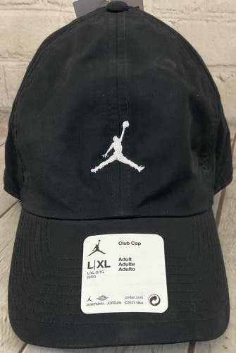 Nike Jordan Club Cap Jordan Embroidered Logo Black Unstructured Top Curved Bill