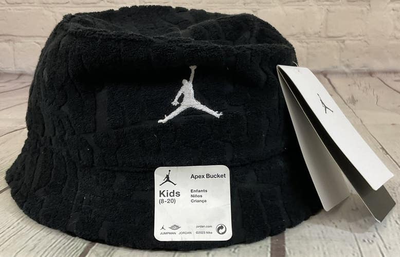 Nike Jordan Kids Black Apex Bucket Hat UV Reflective UPF 40 Embroidered Logo