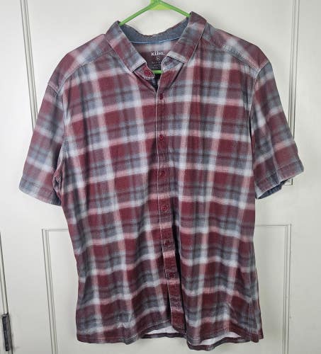 Kuhl Men's Red Plaid Short Sleeve Button Up Shirt Size: XL Hiking Camping