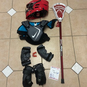 Youth small/medium lacrosse equipment set up! Meets NOCSAE . Starter kit