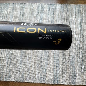 2024 Rawlings Icon BBCOR Certified Bat (-3) Composite 29 oz 32"
