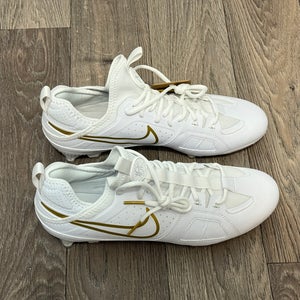 Nike Men 11.5 Huarache 9 Varsity Low LAX Lacrosse Cleats White/Gold FD0090-100