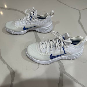 White Men's Size M 5.5 (W 6.5) Adult Nike Mid Top Alpha Huarache 9 Elite Turf Turf Cleats (New)