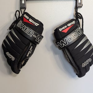 Vintage Sher Wood Sherwood 4070 Lace Ice Hockey Gloves Black 15"