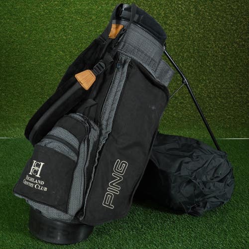 ORIGINAL PING HOOFER STAND BAG 4 WAY DIVIDERS GOLF CARRY GRAY / BLACK CLUB LOGO