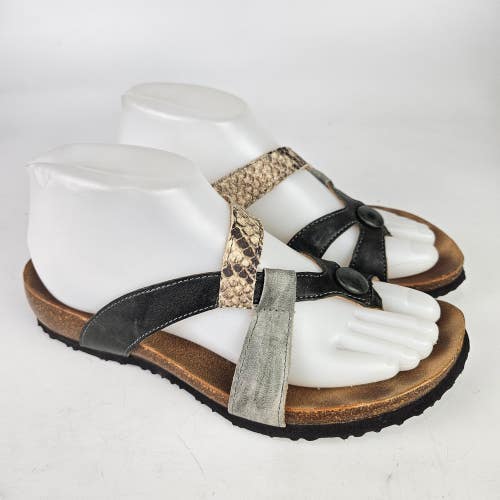 Think! Julia Sandals Toe Loop Multi-color Reptle Leather Women's Size: 38 / 7
